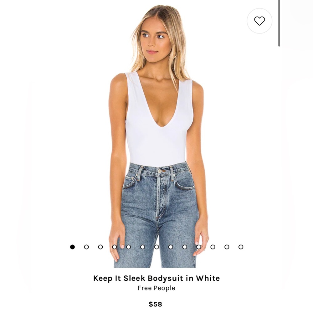 Intimately Free People “Keep It Sleek” bodysuit in White. Size small